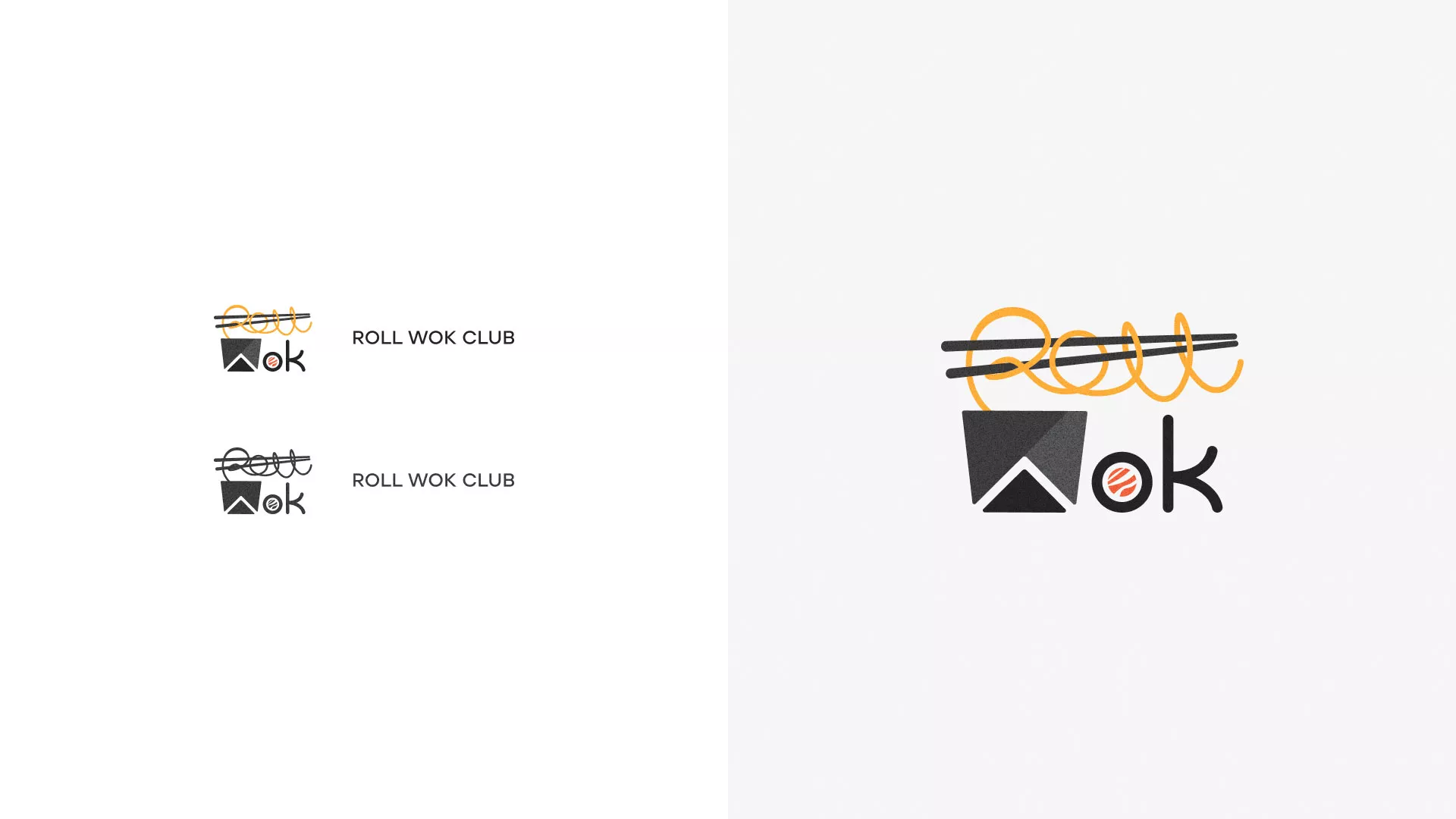 Разработка логотипа суши-бара «Roll Wok Club» в Енисейске